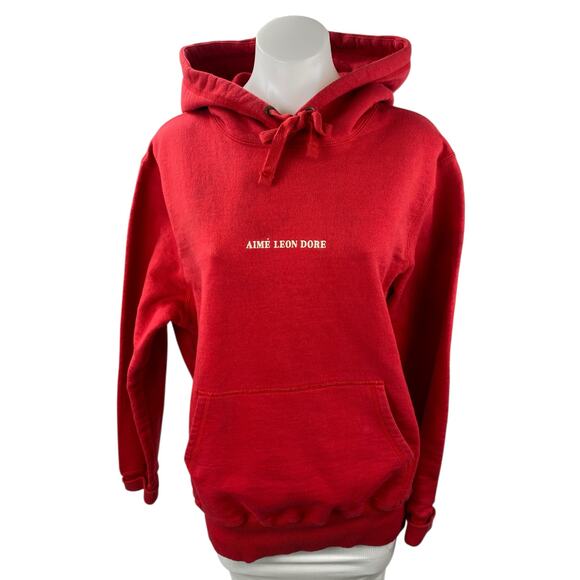 Aime Leon Dore Tops - Aime Leon Dore Women's Red Logo Long Sleeve Hoodie Hooded Sweatshirt Top Sz M